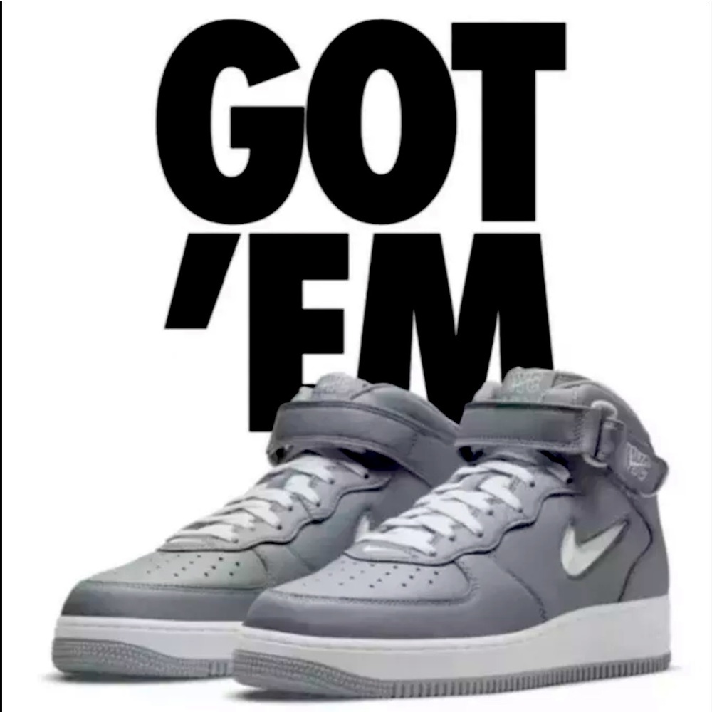 Nike Air Force 1 Mid QS Jewel NYC Cool Grey SIZE 8.5 Mens DH5622-001, Brand new